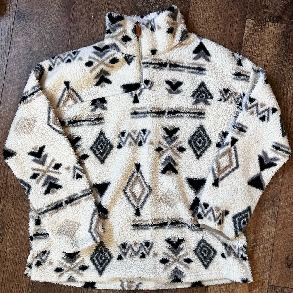 Aztec patterned Quarter Zip Sherpa